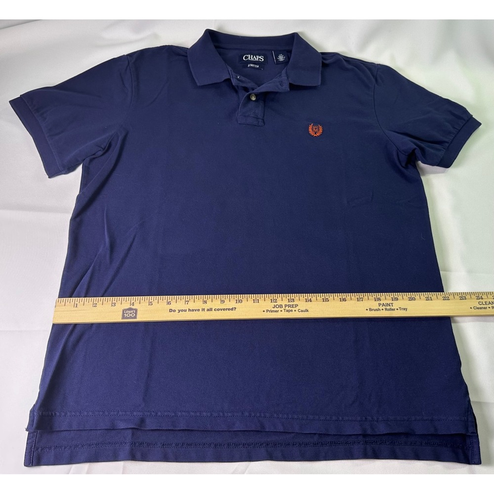 Chaps Stretch Polo Shirt Classic Fit Short Sleeve Casual Blue Top Mens Large - Picture 3 of 7